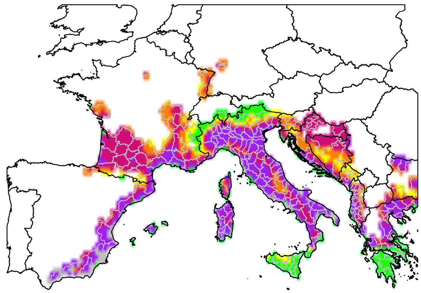 Risk map for the Chikungunya-Virus in Europe