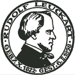 Logo of the dgp with a portrait of Rudolf Leuckart, the founder of parasitology.